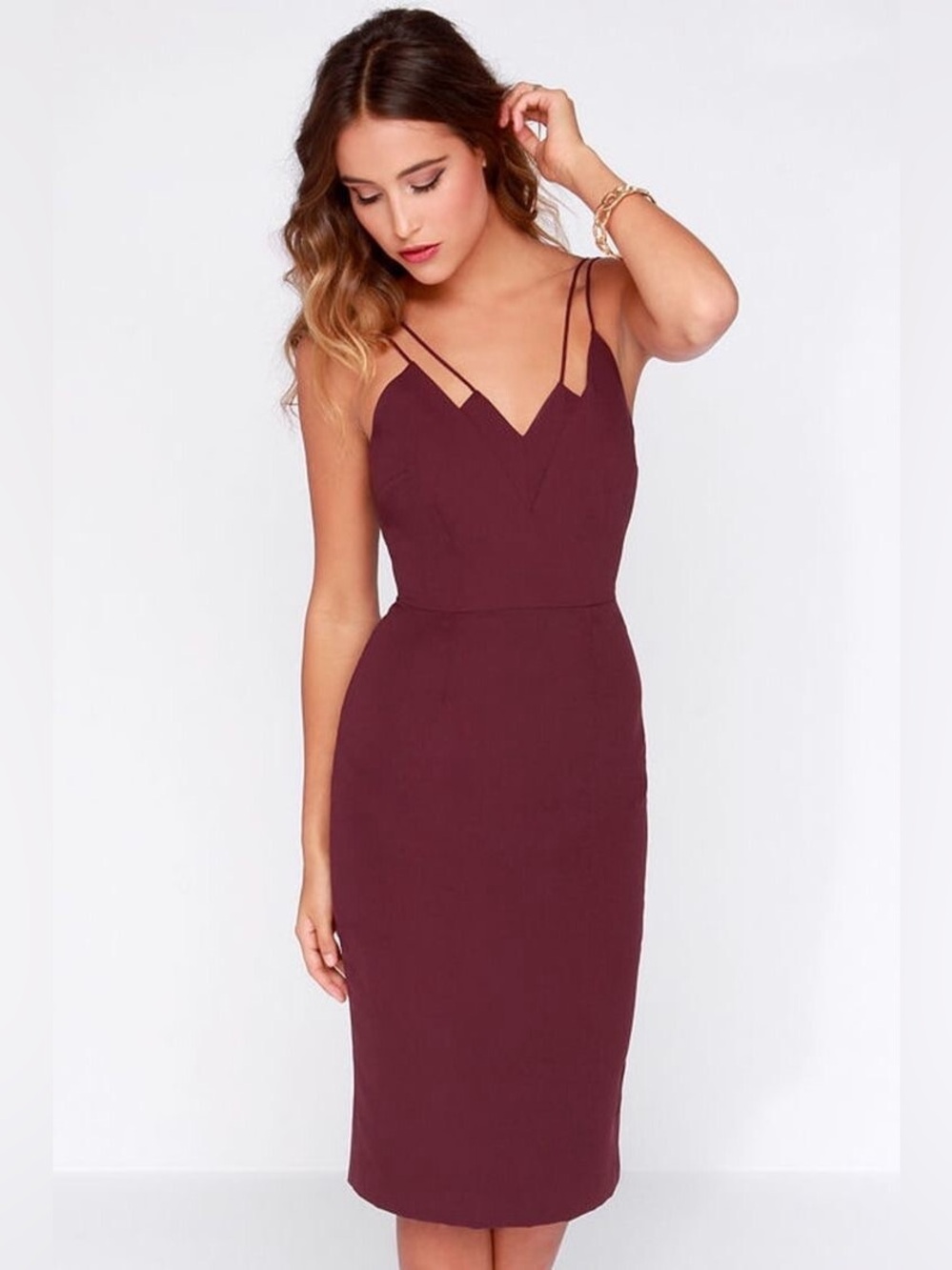 Keepsake Skinny Love Plum Midi Dress • Medium